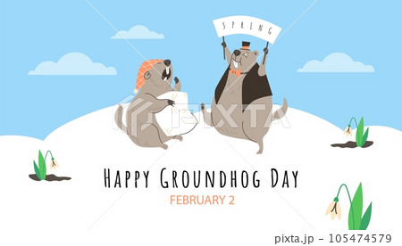 Banner about Happy Groundhog Day flat style, vector illustration Banner about Happy Groundhog Day flat style, vector illustration 105474579
