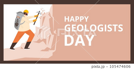 Website banner template about happy geologists day flat style, vector illustration 105474606