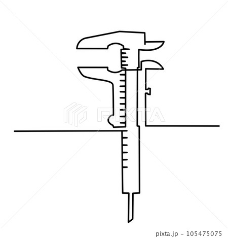 Engineer calipers technical measuring instrument. Continuous one line Engineer calipers technical measuring instrument. Continuous one line 105475075