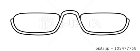 Top Rimless frame glasses fashion accessory illustration. Sunglass front view for Men, women, silhouette style, flat rim 105477759