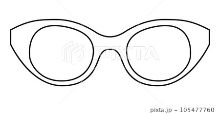 Retro frame glasses fashion accessory illustration. Sunglass front view for Men, women, unisex silhouette style flat rim Retro frame glasses fashion accessory illustration. Sunglass front view for Men, women, unisex silhouette style flat rim 105477760