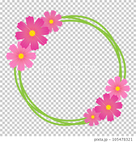 コスモスのリースのイラスト素材 花と茎 コスモスのリースのイラスト素材 花と茎 105478321