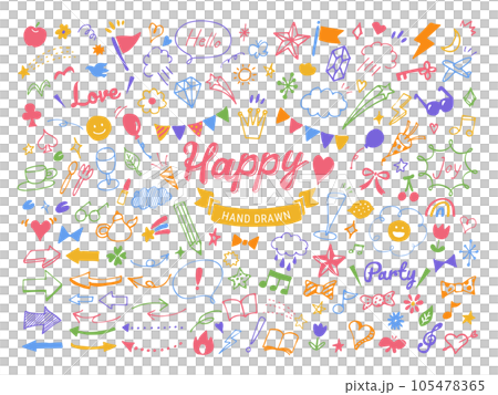 可愛的流行裝飾和圖標集 可愛的流行裝飾和圖標集 105478365