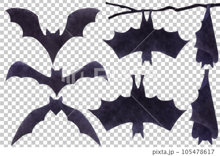 蝙蝠剪影插畫萬聖節素材 蝙蝠剪影插畫萬聖節素材 105478617