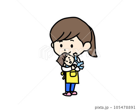 赤ちゃんをあやす女性のイラスト① 105478891