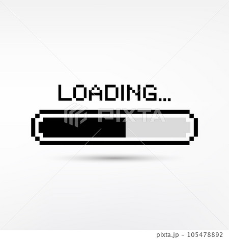 Pixel art 8-bit loading bar concept. Loading or Installing process on white background -isolated vector 105478892