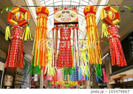 一宮七夕祭りの飾りつけ 105479667