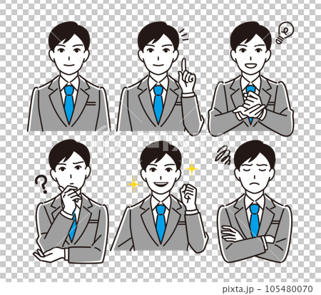 スーツを着た男性のリアクションセット 105480070