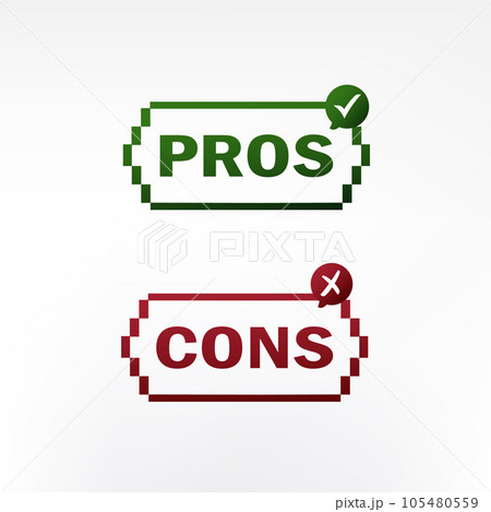 Pros and cons of rating analysis red left green right bubble message. A simple concept of advantages and disadvantages in business planning  105480559