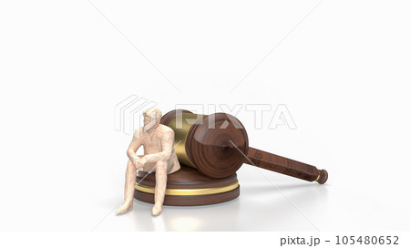 The Business man sit on law Hamer  3d rendering 105480652