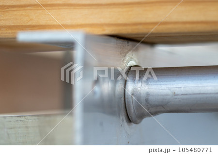 Steel tube support system close up on connecter Steel tube support system close up on connecter 105480771
