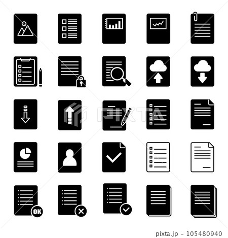 書類のアイコンセット/イラスト/アップロード/ダウンロード/クラウド/バインダー/鉛筆/ペン/ビジネ 書類のアイコンセット/イラスト/アップロード/ダウンロード/クラウド/バインダー/鉛筆/ペン/ビジネ 105480940