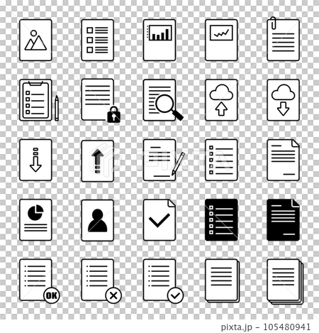 文檔圖標集/插圖/上傳/下載/雲/活頁夾/鉛筆/鋼筆/業務 105480941