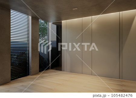 Modern empty room interior design contemporary, with natural tones on the room, walls, floor and ceiling. rendering illustration Modern empty room interior design contemporary, with natural tones on the room, walls, floor and ceiling. rendering illustration 105482476