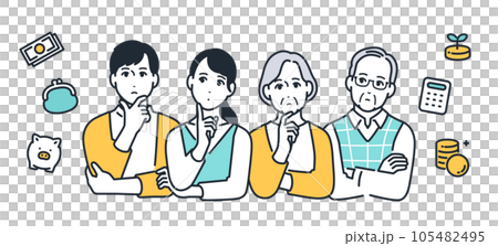Simple vector illustration material of a family thinking about insurance 105482495