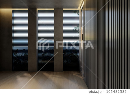 Modern empty room interior design contemporary, with natural tones on the room, walls, floor and ceiling. rendering illustration Modern empty room interior design contemporary, with natural tones on the room, walls, floor and ceiling. rendering illustration 105482583