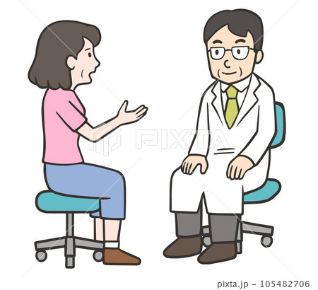 医者に症状の説明をする中年女性の患者 105482706