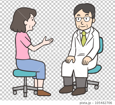 医者に症状の説明をする中年女性の患者 105482706