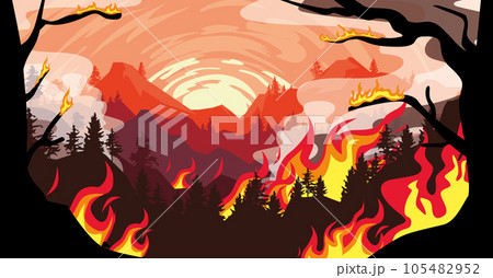 Natural Disasters. The mountain was set on fire, the forest and trees were all burned. 105482952