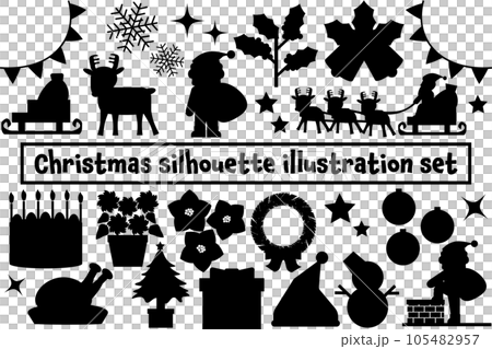 クリスマスのシルエットイラストセット クリスマスのシルエットイラストセット 105482957