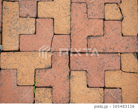Old brickwork. Brick block. Demolition work. Stones on the ground. Old brickwork. Brick block. Demolition work. Stones on the ground. 105483116