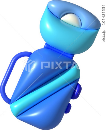3d illustration flashlight with a bright beam. Electric lamp battery powered. Pocket flashlight 3d illustration flashlight with a bright beam. Electric lamp battery powered. Pocket flashlight 105483354