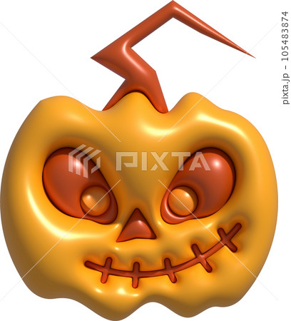 3D illustration. The face of a devil pumpkin on Halloween. 105483874