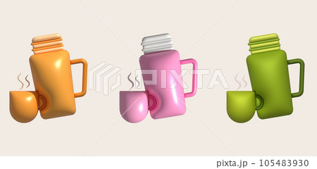 3d illustration camping equipment design ,Container water bottles for sport 105483930