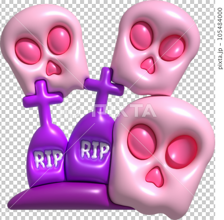 3d illustration. Devil skull face and tombstone graveyard for Halloween. 3d illustration. Devil skull face and tombstone graveyard for Halloween. 105484000