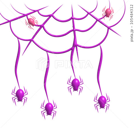 3d illustration. Halloween spiders and cobwebs. 105484312