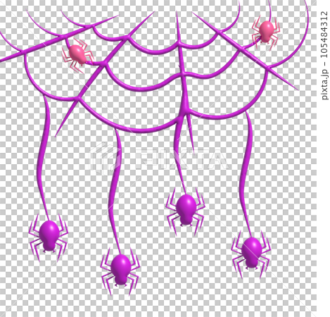 3d illustration. Halloween spiders and cobwebs. 105484312