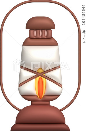 3d illustration camping lantern with handle. Vintage kerosene lamp with a wick. Travelers lighting equipment 3d illustration camping lantern with handle. Vintage kerosene lamp with a wick. Travelers lighting equipment 105484644