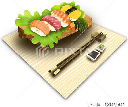 Sushi set with chopsticks. 105484645