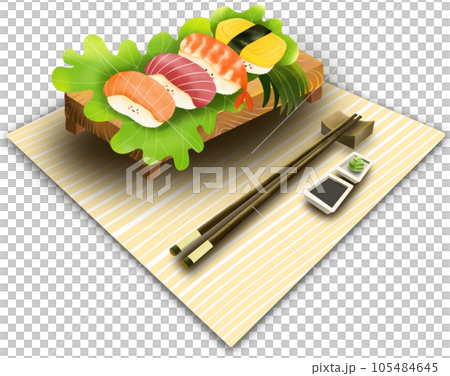 Sushi set with chopsticks. 105484645