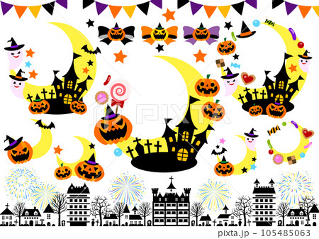 ハロウィーン向け三日月型の素材集 105485063