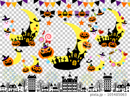 ハロウィーン向け三日月型の素材集 105485063