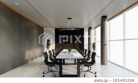 Modern conference interior and screens on the wall. The concept of workplace and enterprise. 3d Rendering illustration 105485204