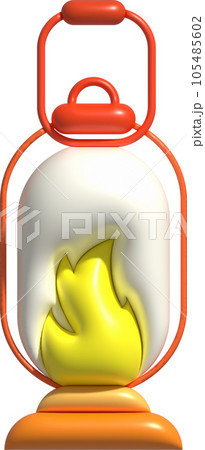 3d illustration camping lantern with handle. Vintage kerosene lamp with a wick. Travelers lighting equipment 3d illustration camping lantern with handle. Vintage kerosene lamp with a wick. Travelers lighting equipment 105485602