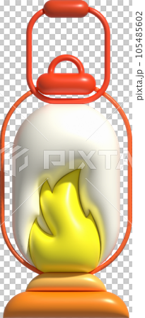 3d illustration camping lantern with handle. Vintage kerosene lamp with a wick. Travelers lighting equipment 3d illustration camping lantern with handle. Vintage kerosene lamp with a wick. Travelers lighting equipment 105485602