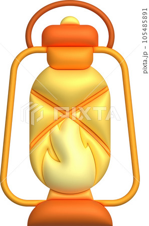 3d illustration camping lantern with handle. Vintage kerosene lamp with a wick. Travelers lighting equipment 3d illustration camping lantern with handle. Vintage kerosene lamp with a wick. Travelers lighting equipment 105485891
