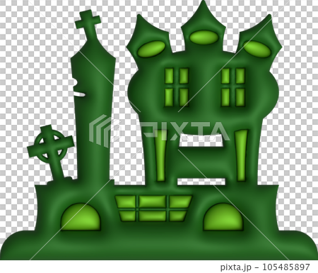 3D illustration. Halloween castle. with grave 3D illustration. Halloween castle. with grave 105485897