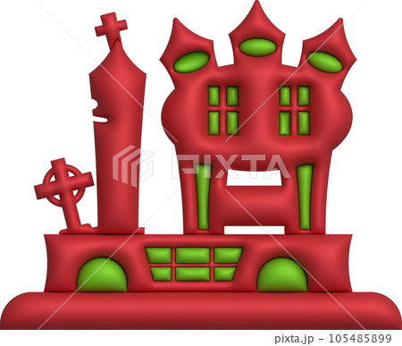 3D illustration. Halloween castle. with grave 105485899