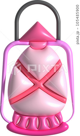 3d illustration camping lantern with handle. Vintage kerosene lamp with a wick. Travelers lighting equipment 105485900