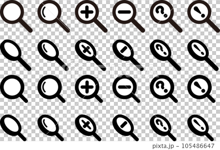 Monochrome magnifying glass, loupe vector illustration set Monochrome magnifying glass, loupe vector illustration set 105486647