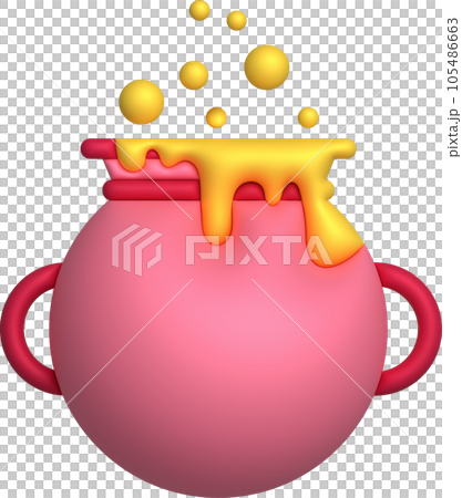 3D illustration. Witch cauldron with bubbles on halloween 3D illustration. Witch cauldron with bubbles on halloween 105486663