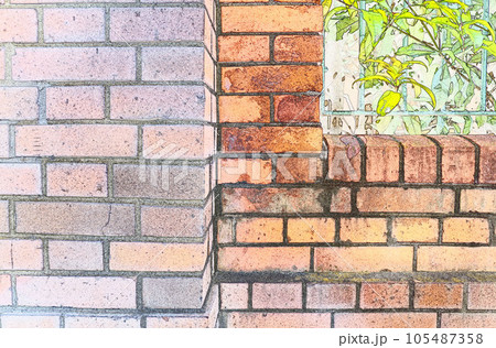 レンガ壁鉄製棚のイラスト　CG画像4 105487358