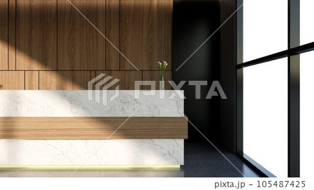 Interior design contemporary and luxurious modern reception desk, 3D illustration rendering Interior design contemporary and luxurious modern reception desk, 3D illustration rendering 105487425