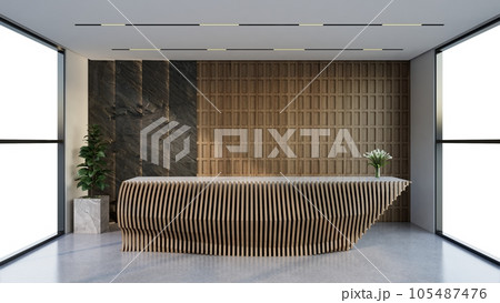 Interior design contemporary and luxurious modern reception desk, 3D illustration rendering Interior design contemporary and luxurious modern reception desk, 3D illustration rendering 105487476