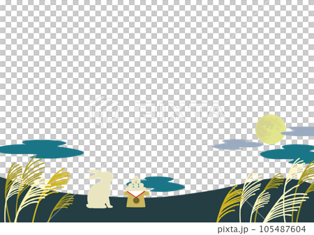 Moon and Susukino moon viewing illustration background material 105487604
