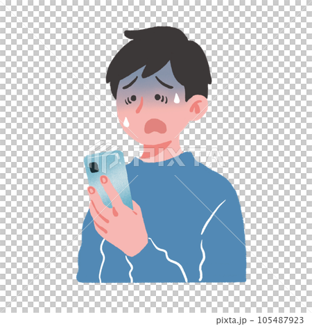 一名男子看著他的智能手機臉色蒼白 105487923